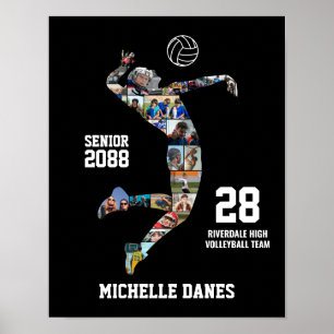 Senior Volleyball Team Custom Sports Photo Collage Poster