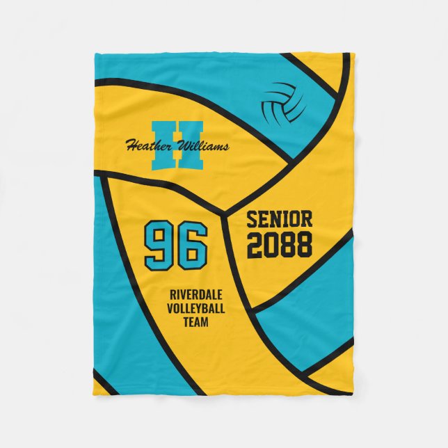 Senior Volleyball Team Gift Custom Color  Fleece Blanket (Front)