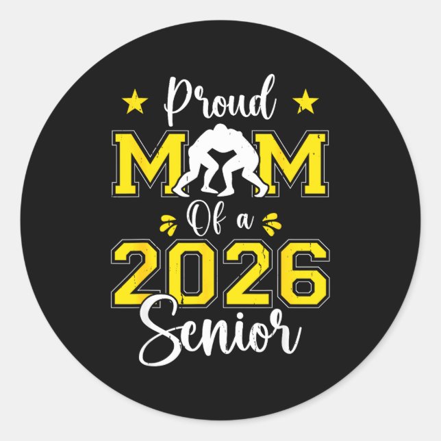 Senior Wrestling Mom 2026 Senior Mom Cl Of 2026  Classic Round Sticker (Front)