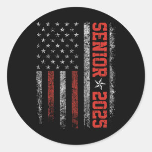 Senior Year 2025 American Flag Usa Graduation Cl O Classic Round Sticker