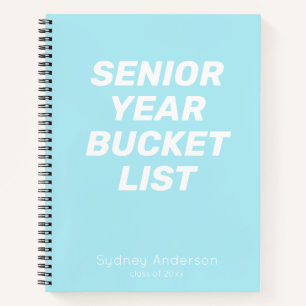 Senior Year Bucket List Blue Personalised Name Notebook