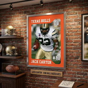 Senior Year Football Memories Custom Photo Poster