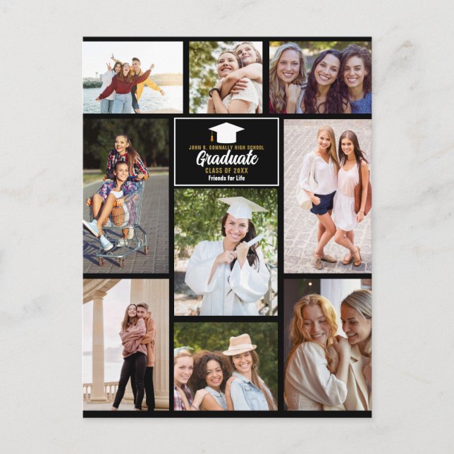 Senior Year Friends Photo Collage 2023 Graduation Postcard (Front)
