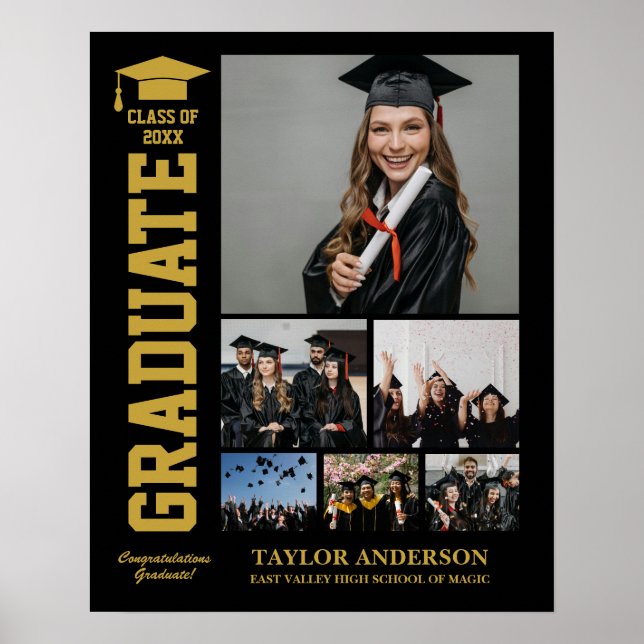 Senior Year Graduate Graduation Day Photo Collage Poster (Front)