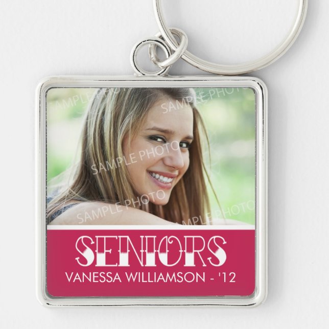 SENIORS Custom Graduation Keychain Gift (fuchsia) (Front)