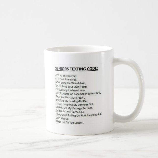 Seniors Texting Code Coffee Mug (Right)
