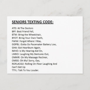 Seniors Texting Code Holiday Postcard