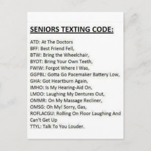 Seniors Texting Code Postcard