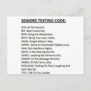 Seniors Texting Code Postcard