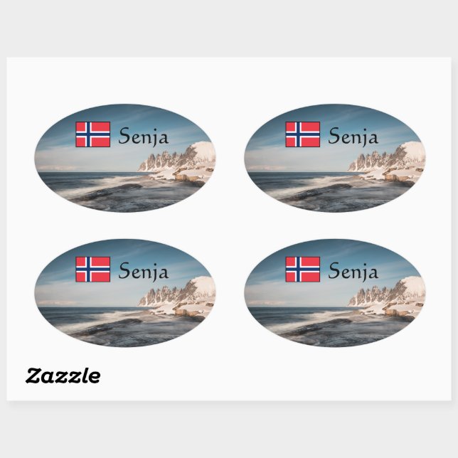 Senja Norway Oval Sticker (Sheet)