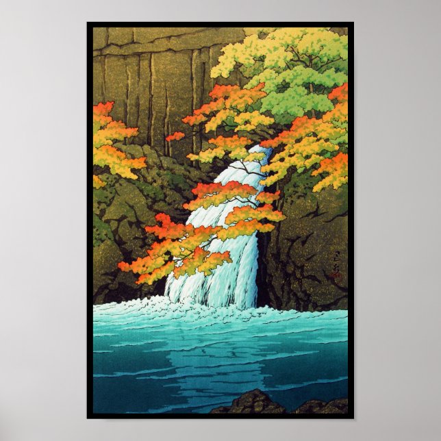 Senju Waterfall, Akame Hasui Kawase shin hanga art Poster (Front)