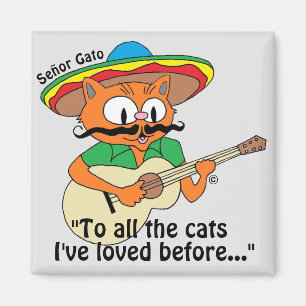 Señor Gato Cartoon Cat Playing Guitar Singing Magnet