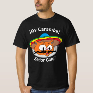Señor Gato™ Cartoon Moustache Cat Ay Caramba! T-Shirt