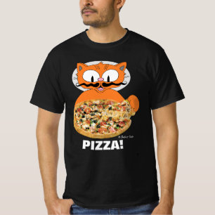 Señor Gato Cartoon Moustache Cat Pizza! T-Shirt