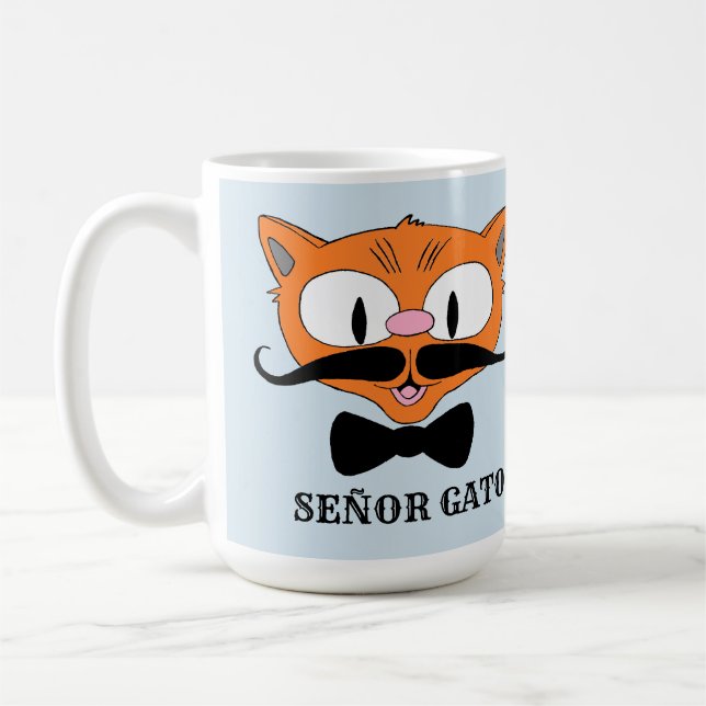 SEÑOR GATO Handlebar Moustache Cat Coffee Mug (Left)