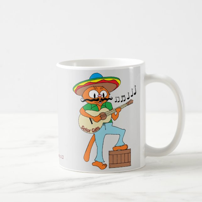 Señor Gato™ Singing Mexican Moustache Cat w/ Guita Coffee Mug (Right)