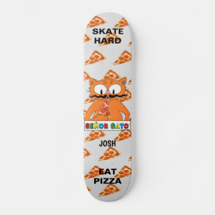 Senor Gato Skate Hard Eat Pizza Personalised Skateboard