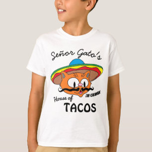 Señor Gato's House of Tacos Mexican Cartoon Cat T-Shirt