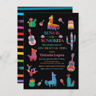 Señor or Señorita Gender Reveal Fiesta Baby Shower Invitation