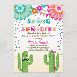 Señor Or Señorita Gender reveal invitation Fiesta