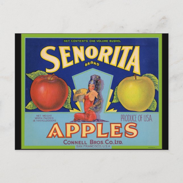 Senorita Apples San Francisco Postcard (Front)