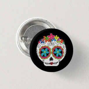 Señorita Calavera Day of the Dead Sugar Skull 3 Cm Round Badge