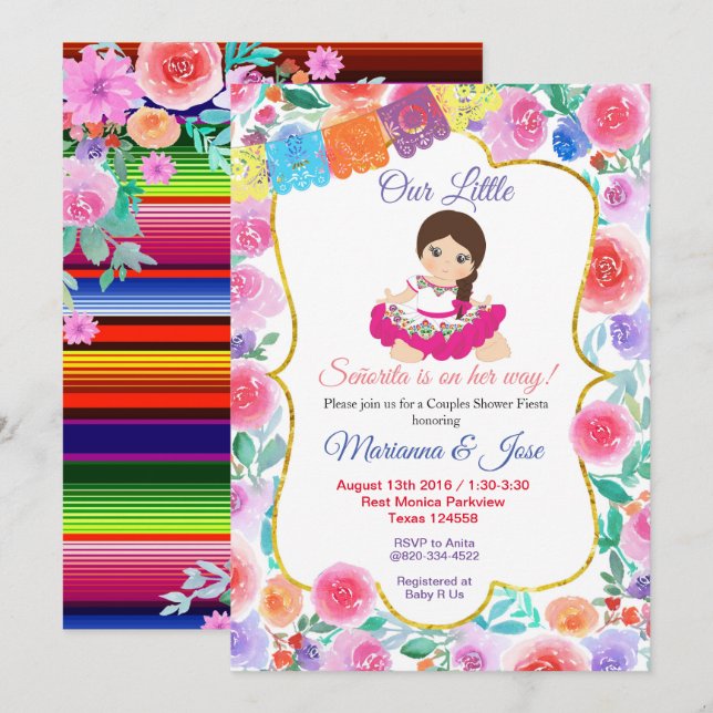 Senorita Fiesta Couple Shower Party Invitation (Front/Back)
