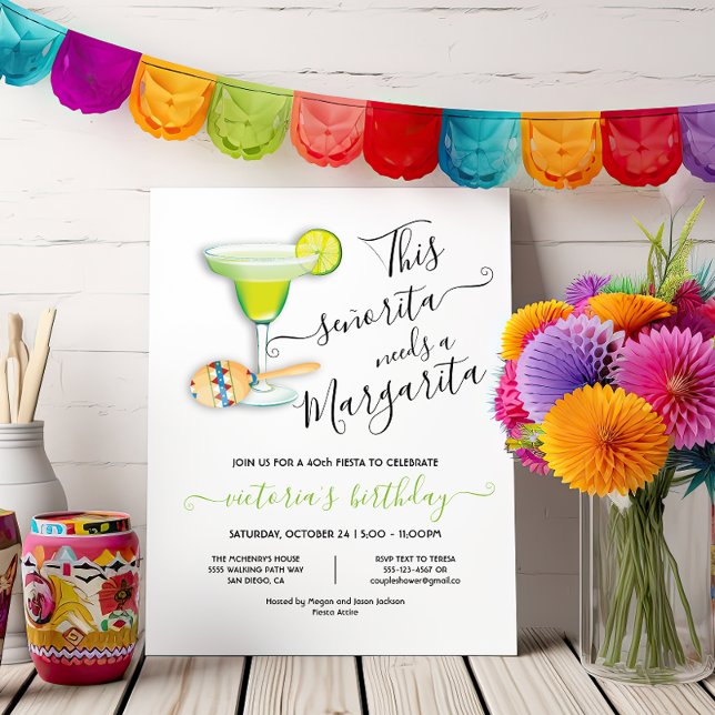 Señorita Margarita Mexican Fiesta Birthday Invitation (Creator Uploaded)