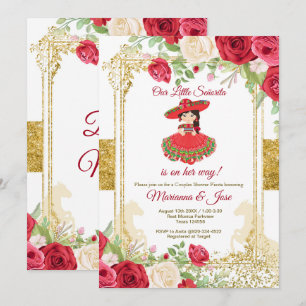Senorita Red Roses Fiesta Couple Shower   Invitation
