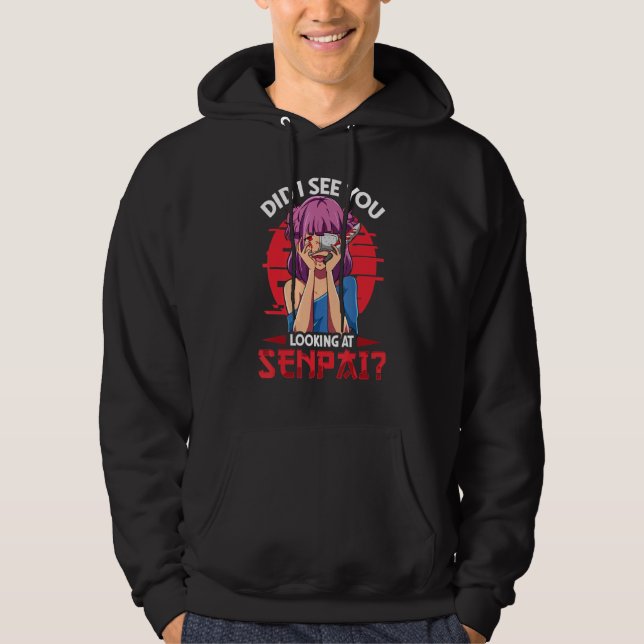 Senpai Bloody Girl Knife Eye Patch Patc Hoodie (Front)