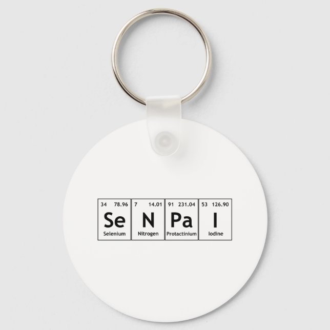 SeNPaI Periodic Table Element Word Chemistry Atoms Key Ring (Front)