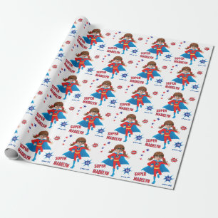Sensational Girl Superhero Birthday Colourful Valu Wrapping Paper