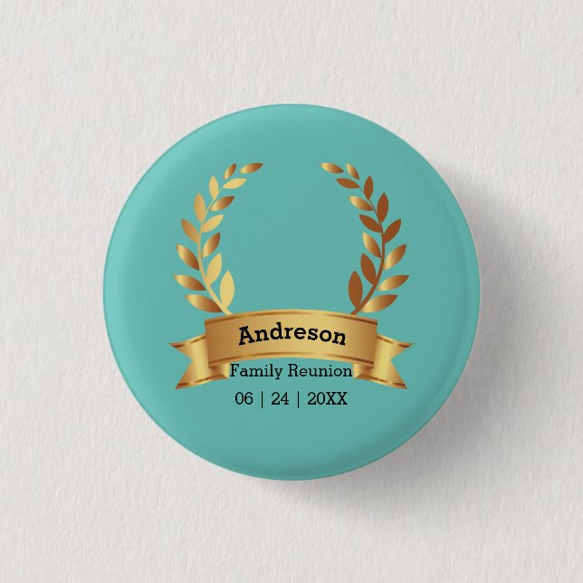 Sensational Laurel Leaf Best Happy Family 3 Cm Round Badge (Front)