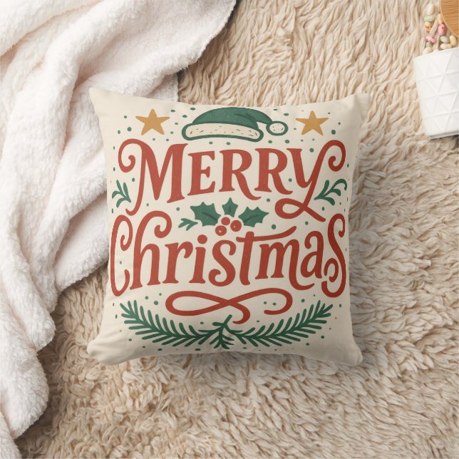 Sensational Merry Christmas typography Cushion (Blanket)