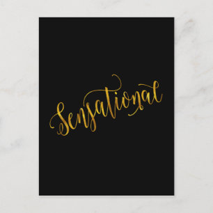 Sensational Quote Gold Faux Foil Inspiration Black Postcard
