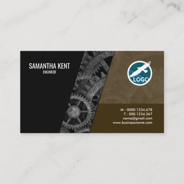 Sensational Silver Engine Engineer Business Card (Front)
