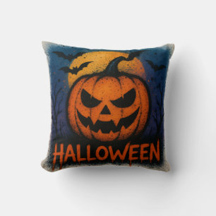 Sensational Spray Art Pumpkin Halloween Cushion