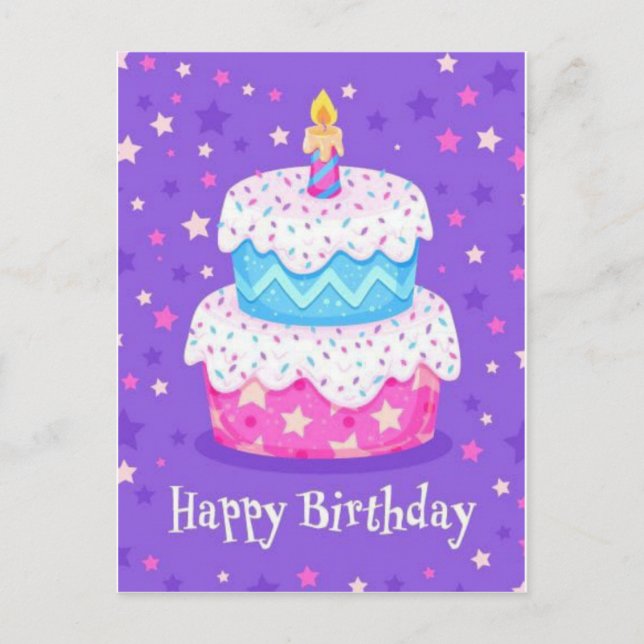 Sensational Stars Happy Birthday Post card (Front)