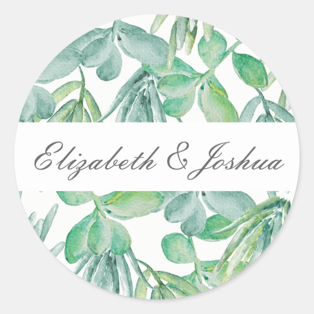 Sensational Succulents Wedding Classic Round Sticker (Front)