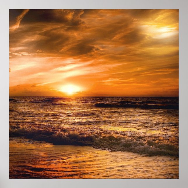 sensational sunset at a romantic beach poster (Front)
