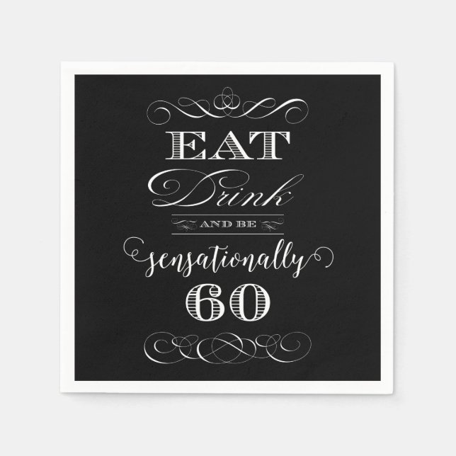 Sensationally 60 Birthday Party Gift Napkin (Front)