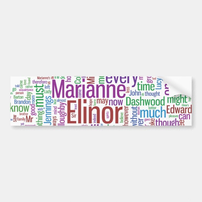 Sense and Sensibility Word Cloud Bumper Sticker (Front)
