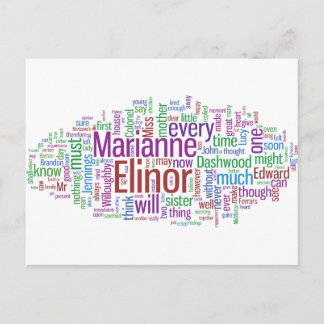 Sense and Sensibility Word Cloud Postcard
