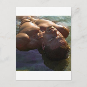 Senses Man Floating On Back - original painting Postcard