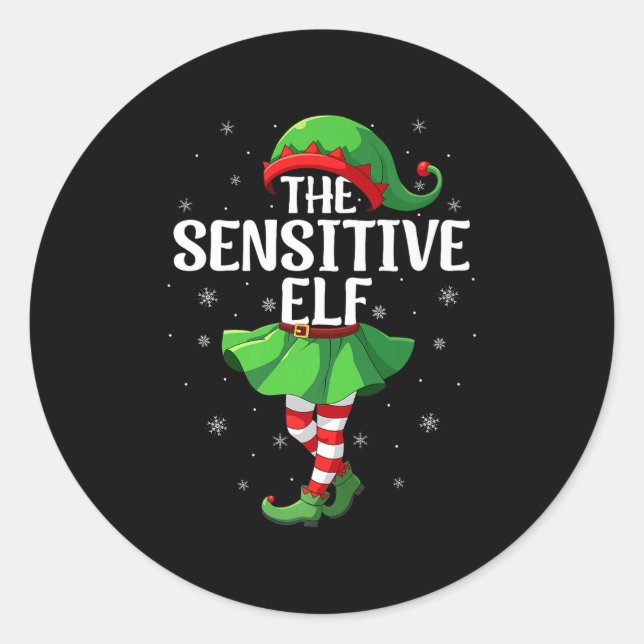 Sensitive Elf Christmas Girls Women Elf Squad Xmas Classic Round Sticker (Front)