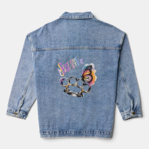 Sensitive Gangster Butterfly And Brass Knuckles Denim Jacket