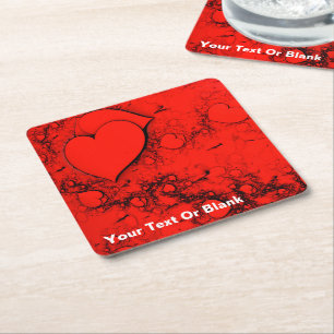 Sensitive Hearts Square Paper Coaster