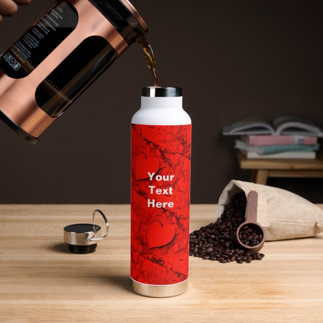 Sensitive Hearts Water Bottle (Coffee (Rotated))