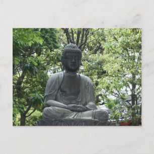 sensō-ji buddha green postcard