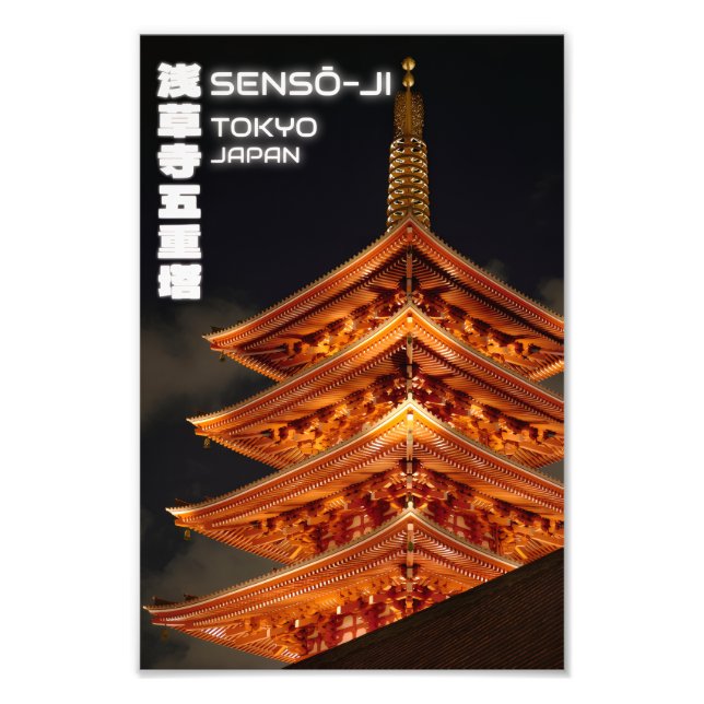 Sensō-ji Five-Story Pagoda at Night – Tokyo Nights Photo Print (Front)